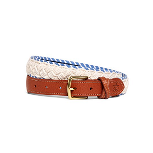 Kiel James Patrick White and Light Blue Braided Belt - White-Light Blue